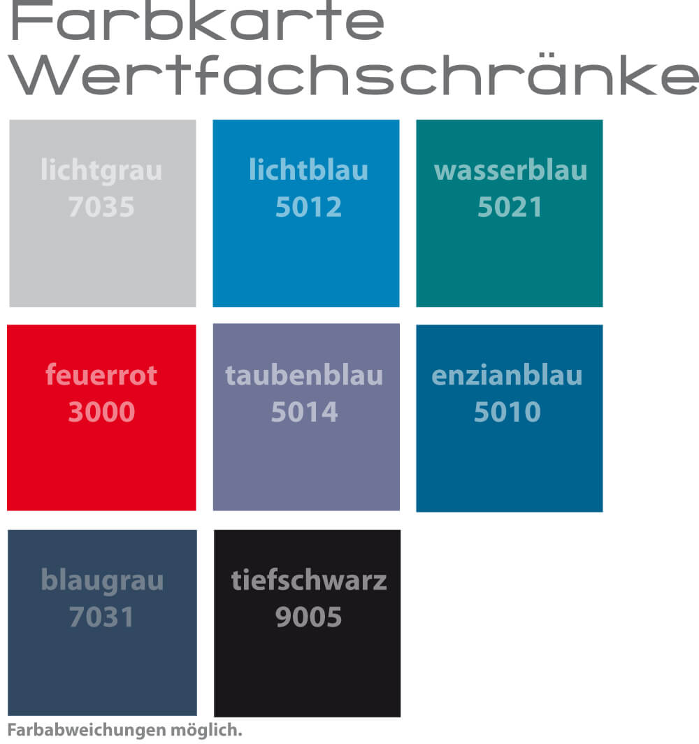 Farbkarte für Wertfachschrank SVG